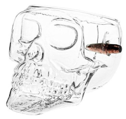 Kuloodporna szklanka czaszka z pociskiem